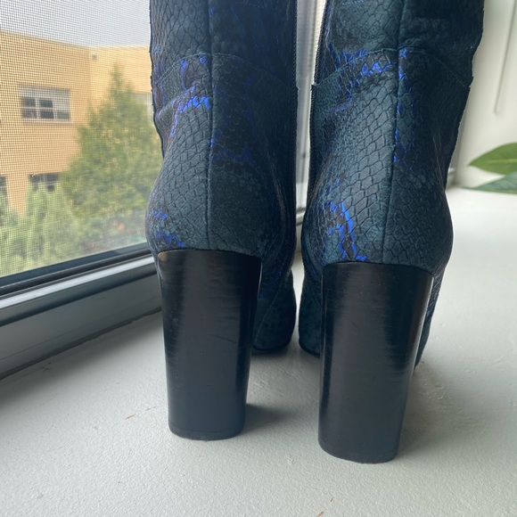 Blue Metallic Embossed Snake-Skin Booties - Picture 11 of 11